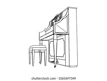 outline piano vector