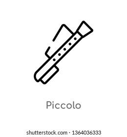 outline piccolo vector icon. isolated black simple line element illustration from music concept. editable vector stroke piccolo icon on white background