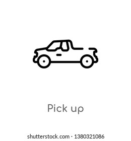 outline pick up vector icon. isolated black simple line element illustration from desert concept. editable vector stroke pick up icon on white background