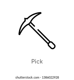 outline pick vector icon. isolated black simple line element illustration from history concept. editable vector stroke pick icon on white background