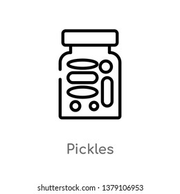 Outline Pickles Vector Icon. Isolated Black Simple Line Element Illustration From Gastronomy Concept. Editable Vector Stroke Pickles Icon On White Background