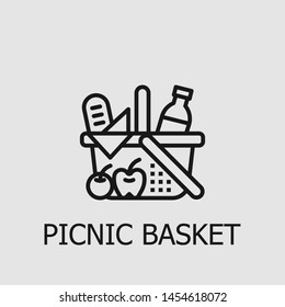 Outline picnic basket vector icon. Picnic basket illustration for web, mobile apps, design. Picnic basket vector symbol.