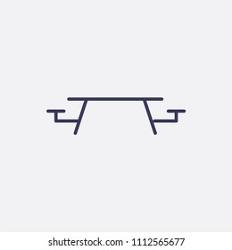 Outline picnic table icon illustration,vector camping sign symbol