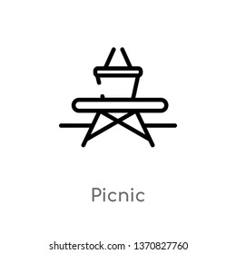 outline picnic vector icon. isolated black simple line element illustration from camping concept. editable vector stroke picnic icon on white background
