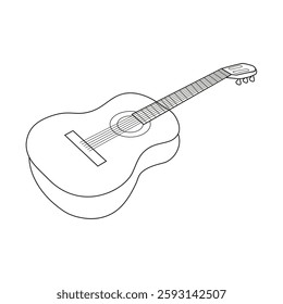 Outline picture of a guitar. Vector illustration on a white background