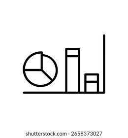 Outline pie chart bar graph on data