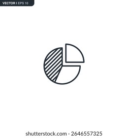 Outline pie chart icon. Represents analytics, financial data, and budgeting. Suitable for dashboards, infographics, and reports.