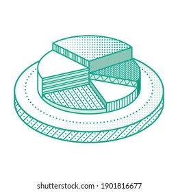 Outline Pie Chart Infographic Element. Isometric Pie Diagram Isolated on White. Vector Illustration.
