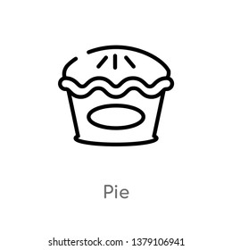 outline pie vector icon. isolated black simple line element illustration from gastronomy concept. editable vector stroke pie icon on white background