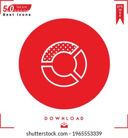Outline pie-chart icon. pie-chart icon vector isolated on Red background. Graphic design, business-collection icons, mobile application, logo, user interface. EPS 10 format vector