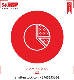 Outline pie-chart icon. pie-chart icon vector isolated on Red background. Graphic design, business-collection icons, mobile application, logo, user interface. EPS 10 format vector