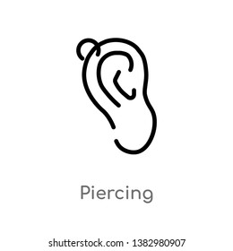outline piercing vector icon. isolated black simple line element illustration from jewelry concept. editable vector stroke piercing icon on white background