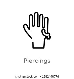 outline piercings vector icon. isolated black simple line element illustration from gestures concept. editable vector stroke piercings icon on white background