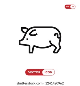 Outline Pig icon isolated on white background. Pork sketch symbol. Editable stroke. Line vector illustration,EPS10.