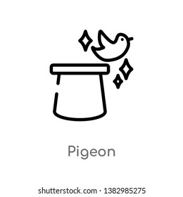 outline pigeon vector icon. isolated black simple line element illustration from magic concept. editable vector stroke pigeon icon on white background
