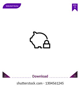 Outline piggy-bank icon isolated on white background. Line pictogram. mobile application, logo, user interface. Editable stroke. EPS10 format vector