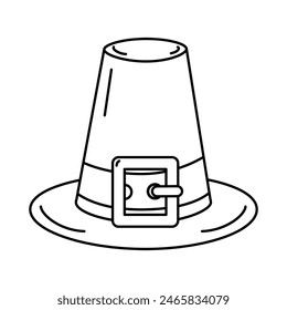  Outline Pilgrim hat Logo Icon Stickers Thanksgiving greetings or cards design concept Isolate EPS