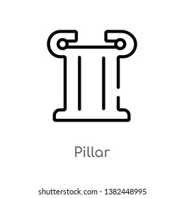 outline pillar vector icon. isolated black simple line element illustration from greece concept. editable vector stroke pillar icon on white background