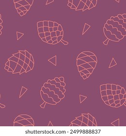 Outline Pine cone  Triangle Vector Seamless Pattern illustration Design