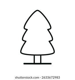 Outline pine tree icon with simple black lines and stylized triangular shape on white background