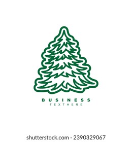 Outline pine tree vector art isolated on white background