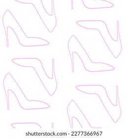 Outline pink heel shoes repeating pattern