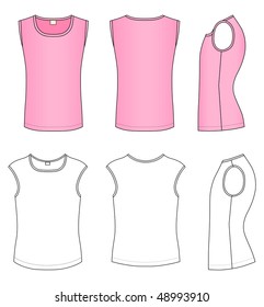 Outline pink t-shirt vector illustration isolated on white
