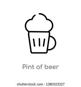 outline pint of beer vector icon. isolated black simple line element illustration from drinks concept. editable vector stroke pint of beer icon on white background