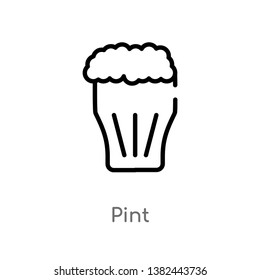 outline pint vector icon. isolated black simple line element illustration from food concept. editable vector stroke pint icon on white background