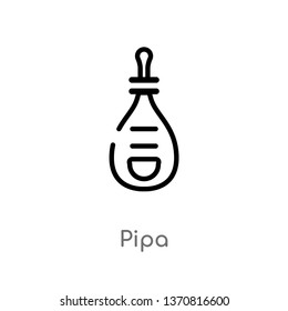 outline pipa vector icon. isolated black simple line element illustration from asian concept. editable vector stroke pipa icon on white background