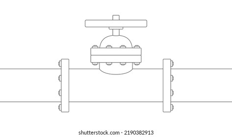 Outline pipeline with faucet vector illustration