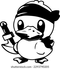 Outline Pirate Duck vector showing a pirate duck in a simple but eye-catching outline. This design is suitable for logo or sticker designs with an easily recognizable impression.