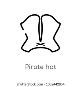 outline pirate hat vector icon. isolated black simple line element illustration from fashion concept. editable vector stroke pirate hat icon on white background