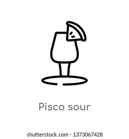 outline pisco sour vector icon. isolated black simple line element illustration from drinks concept. editable vector stroke pisco sour icon on white background