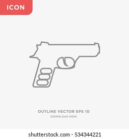 Outline pistol isolated vector icon