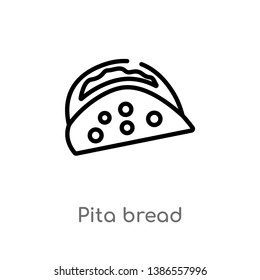 outline pita bread vector icon. isolated black simple line element illustration from bistro and restaurant concept. editable vector stroke pita bread icon on white background