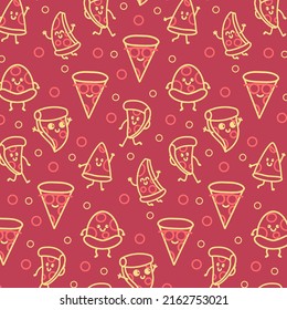 Outline Pizza Cartoon Pattern Background For Business