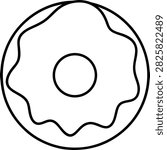 Outline Plain Glazed Donut Vector Icon Sweet Doughnut Line Art
