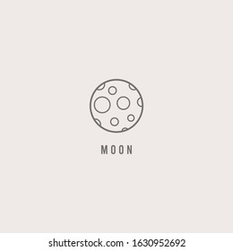 Outline Planet. Moon. Thin Line Stroke. Minimalistic Icon. Graphic vector abstract logo. Cartoon style, simple design. Space and science trendy illustration. The icon is isolated