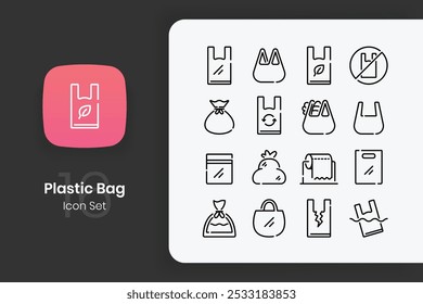 Contorno de plástico saco ícone conjunto de design