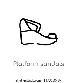 outline platform sandals vector icon. isolated black simple line element illustration from clothes concept. editable vector stroke platform sandals icon on white background