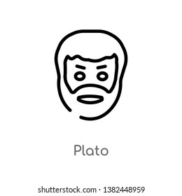 outline plato vector icon. isolated black simple line element illustration from greece concept. editable vector stroke plato icon on white background