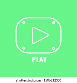 Outline of the play button icon with rounded side for web design or mobile apps.