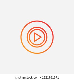 Outline play button icon,gradient illustration,vector audio sign symbol