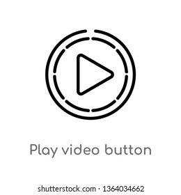 outline play video button vector icon. isolated black simple line element illustration from user interface concept. editable vector stroke play video button icon on white background