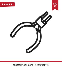 Outline Pliers icon vector isolated on white background. Modern, linear vector sign for mobile app and web design.