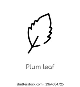 outline plum leaf vector icon. isolated black simple line element illustration from nature concept. editable vector stroke plum leaf icon on white background