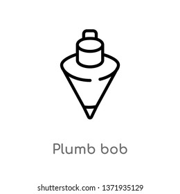 outline plumb bob vector icon. isolated black simple line element illustration from construction concept. editable vector stroke plumb bob icon on white background