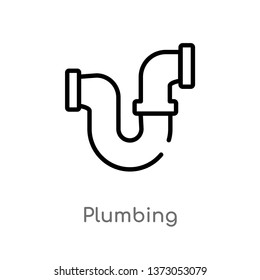 outline plumbing vector icon. isolated black simple line element illustration from tools concept. editable vector stroke plumbing icon on white background