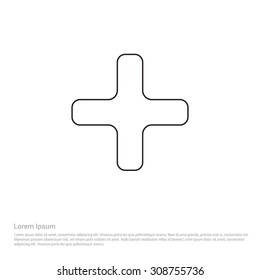 Outline Plus Icon, Vector Illustration, Flat pictogram icon